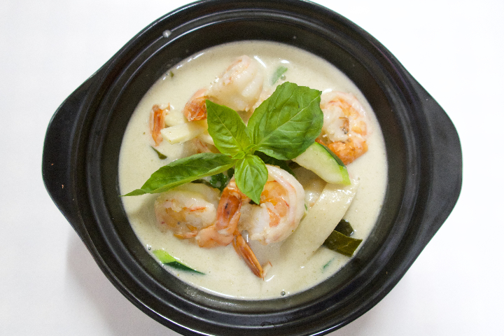 80B. Crevettes au Curry Vert - Ping Sheng