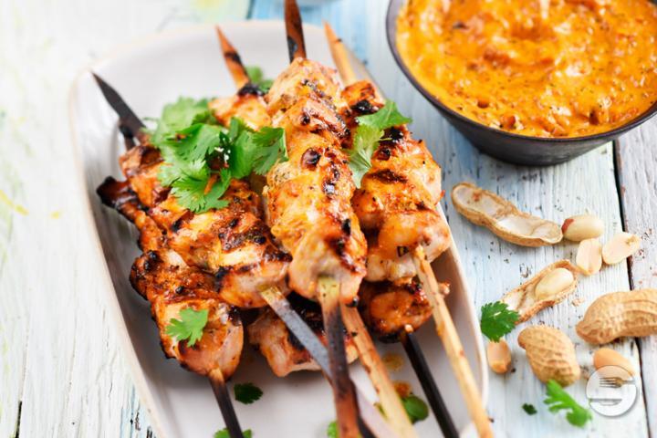 Four Satay Skewers - Bleu Café