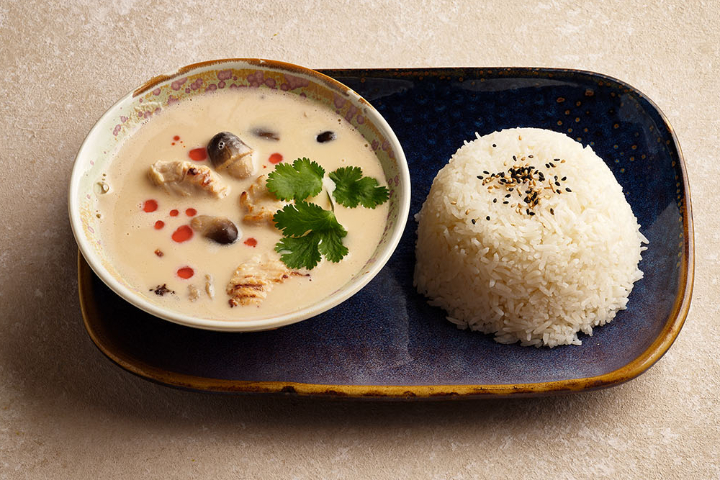 Tom Kha Gai with rice - TUK (Thai Urban Kitchen)