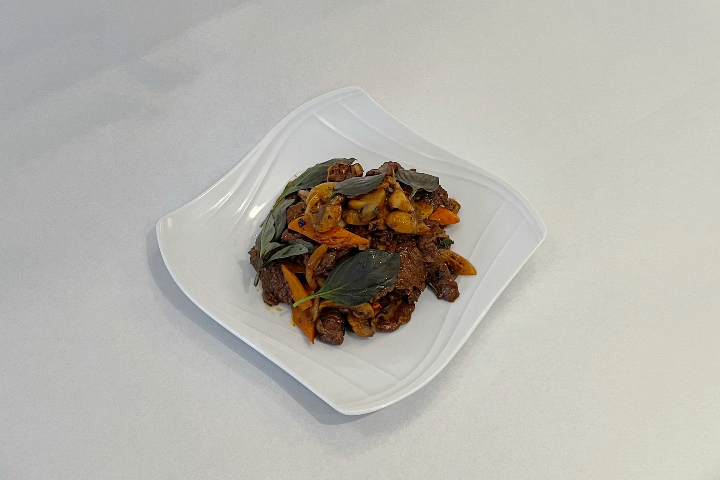 57. Beef with Basil - Qing Dao Express