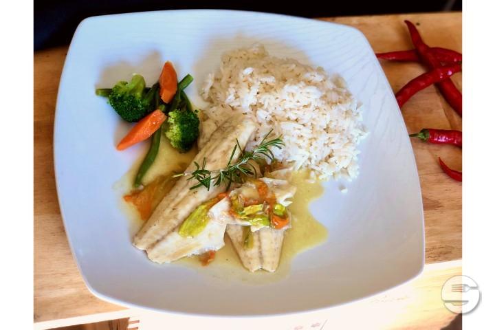 Filettini of Perch with risotto - Ristorante Giardino