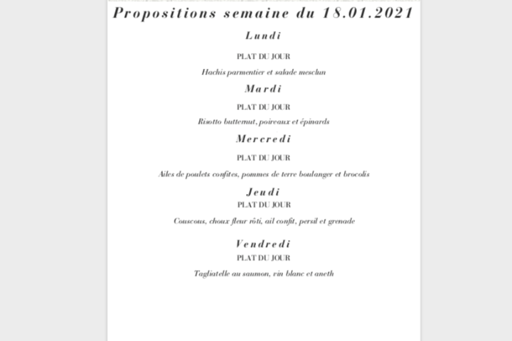 Plat du jour - L'impression Café
