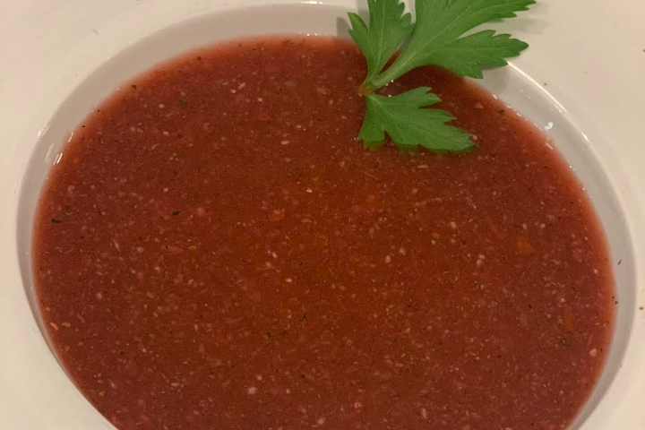 Gaspacho Asiatique avec petites crevettes sautées - Paris Bistrot