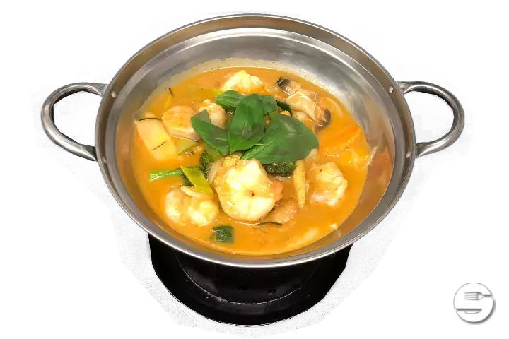 63. Crevettes au Curry Rouge Façon Thaïe - Wok Royal