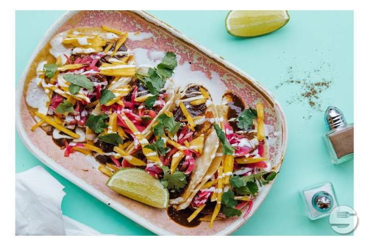 Pork Belly Mole (incl. Side dish) - LA Brea SoCal Tacos