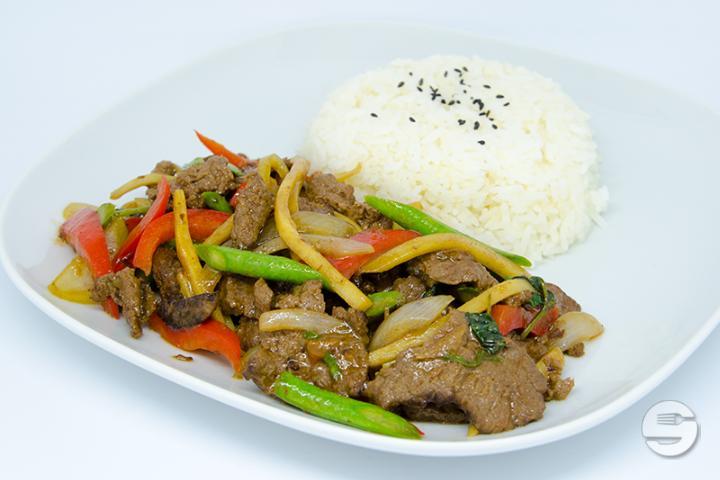 Thai Basil Beef with Rice - Hello Bangkok