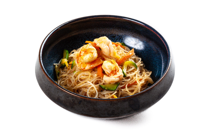 Rice noodles with prawns and vegetables - Tiger Sushi