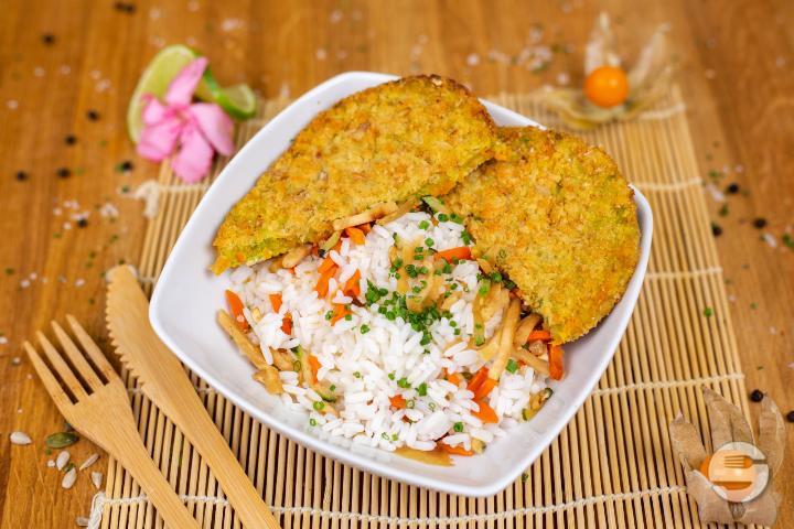 Homemade Vegetable Steak with Vegetable Rice - Le Chalet des Bains