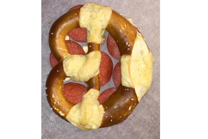 Spicy salami pretzel - Dina Kiosk Shop