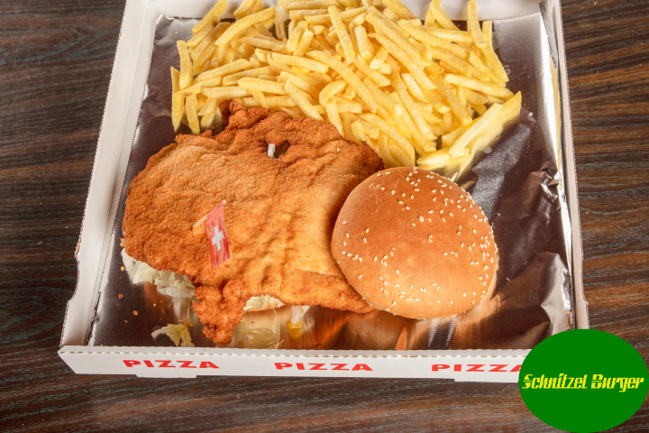 Schnitzel- Burger (Schwein) - Restaurant Tramway
