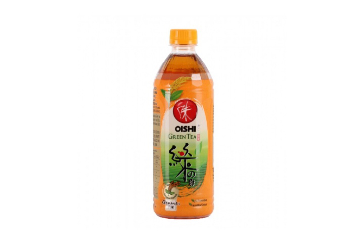Oishi orange green tea with rice - Thai Bistro