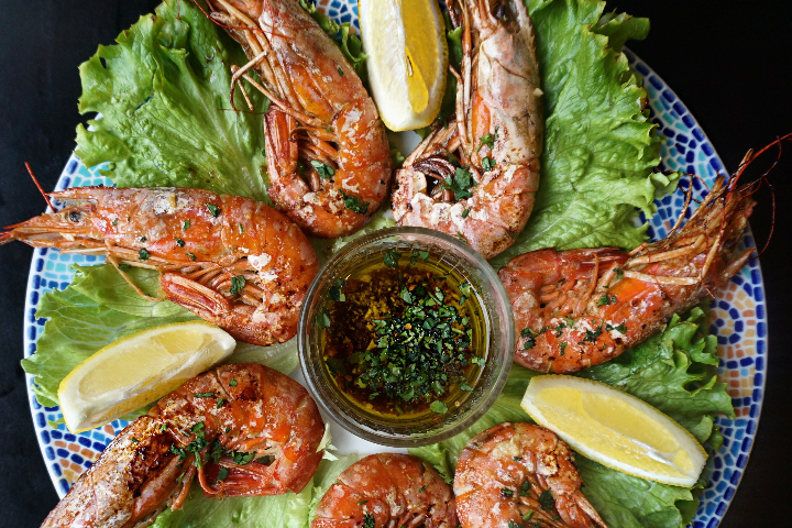 Grill of Wild Prawns - Restaurant Les Fontaines