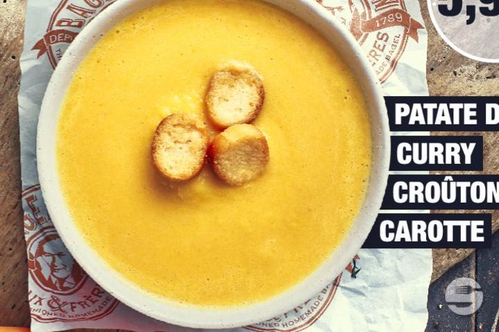 Soupe Patate Douce Carotte Curry Croutons - Bagelstein