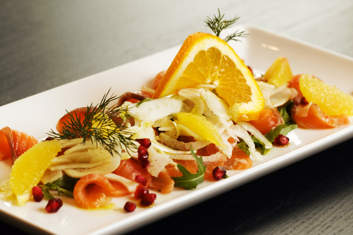 Salmone marinato con agrumi su insalata di finocchio - Restaurant Gotthardhof