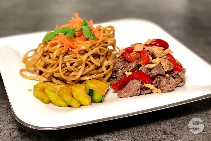 Sautéed Noodles with Meat of Your Choice - Mê Kim