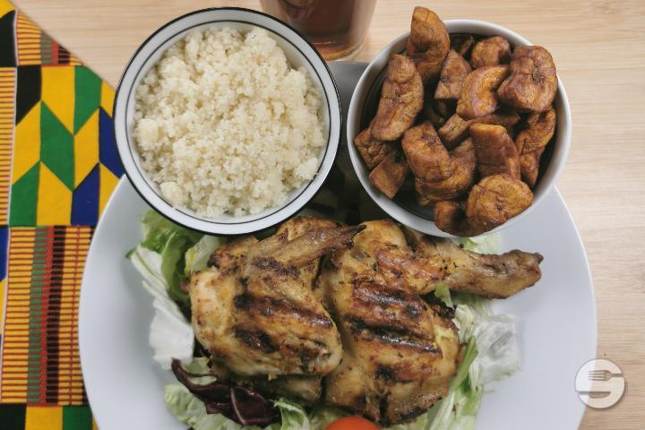 ½ Chicken & 2 Side Dishes & Drink - Best African Food Switzerland