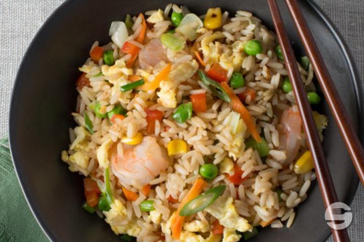 100B. Fried Rice with Shrimps - Mont Blanc 7 Restaurant chinois 鸿运餐厅