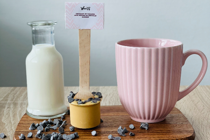 Chocolat au caramel avec pepites de chocolat marron - WhooFy Gaufres