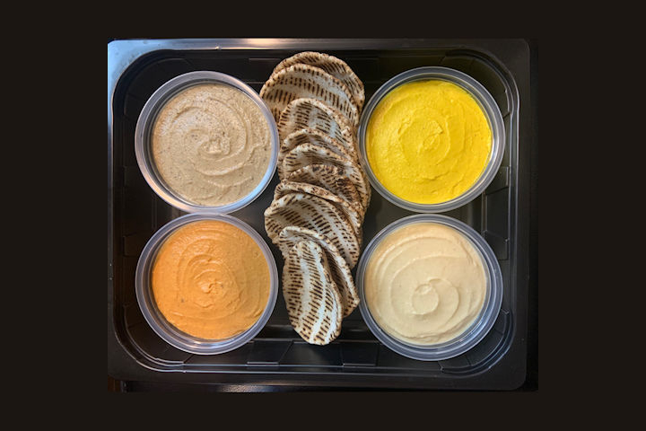 Assortiment houmous 100% naturels avec mini pains libanais - Zo'Gut
