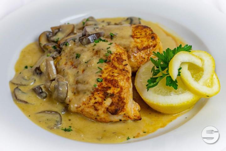 Chicken escalope with mushroom cream sauce - Cafe Bistro Clara
