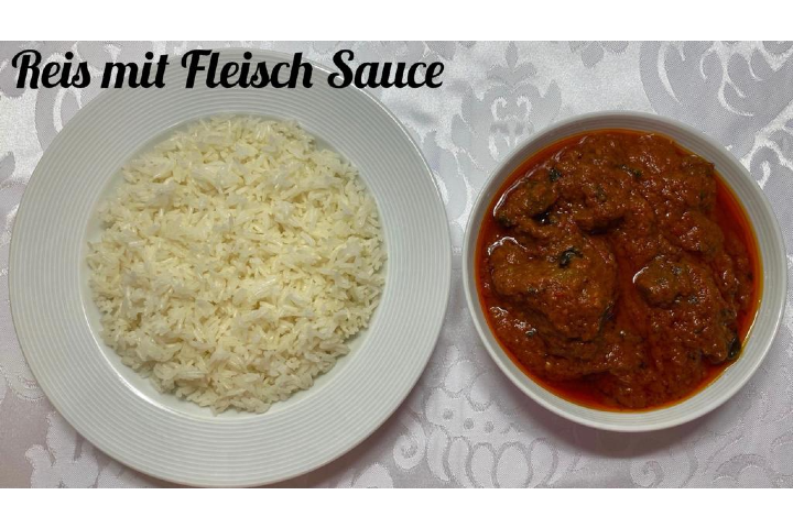 Reis mit Fisch Sauce - Enumah Delicious Takeaway