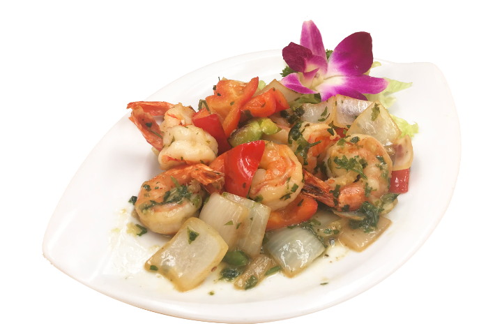 124. Grilled Shrimps with Parsley Sauce - Gambatté