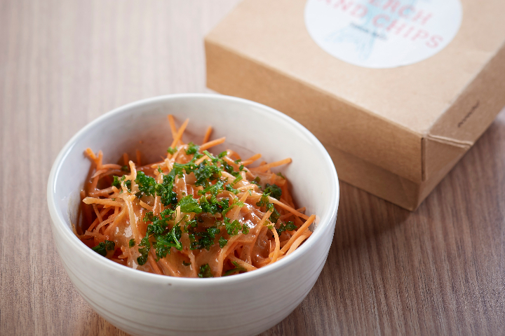 Grated Carrots & Orange Juice - Perch and Chips