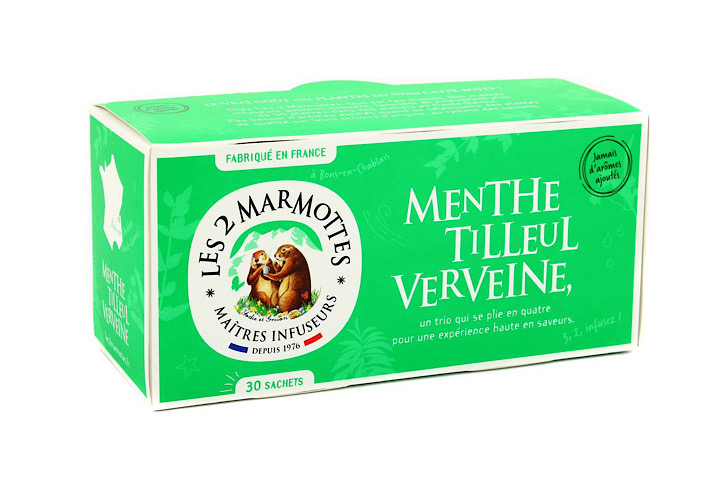 Thé Menthe Tilleul Verveine, LES 2 MARMOTTES