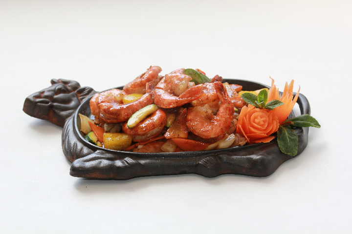 185. Black Pepper Shrimp on Slate - Isushi