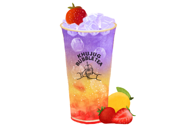 Butterfly flower with mango soda - Khujug Bubble Tea