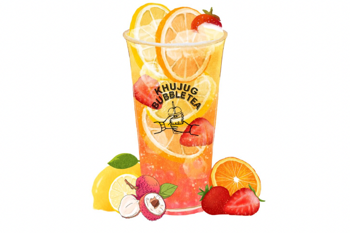 Mixed seasonal fresh fruit tea - Khujug Bubble Tea