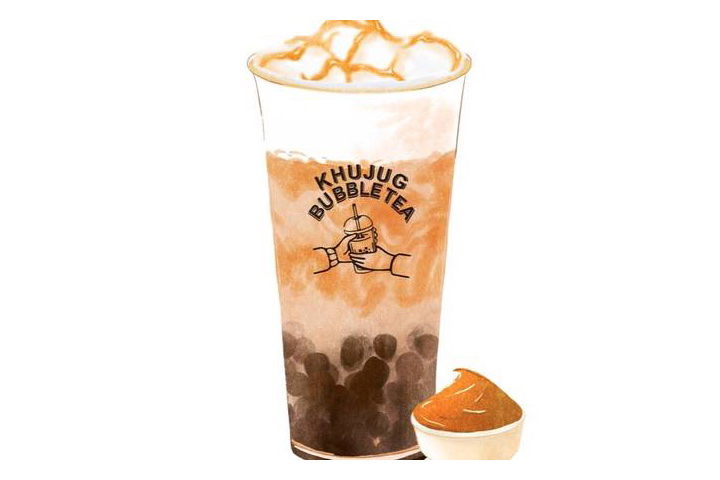 Caramel Snow Toppings Milk Tea - Khujug Bubble Tea