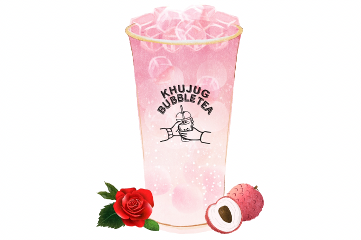 Rose & Lychee Soda - Khujug Bubble Tea