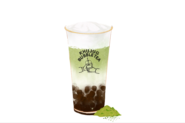 Snow topping matcha milk - Khujug Bubble Tea