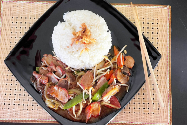 Char Siu Pork with Barbecue Sautéed with Vegetables - Le P'tit Exo