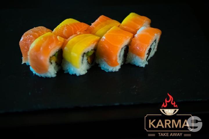 Salmon Mango Rainbow ( Avocado, Mango, Lachs ) 8Stk. - Karma Take Away