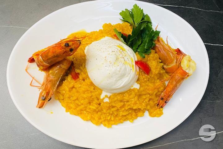 Burrata, Saffron and Prawn Risotto - Pasta d'Oro