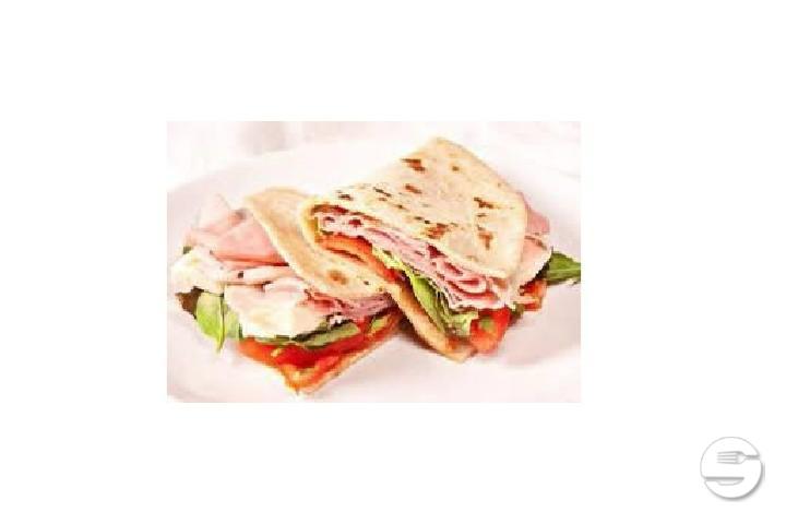 Sandwich with porchetta scamorza pepperoni and rocket - Posca Vini