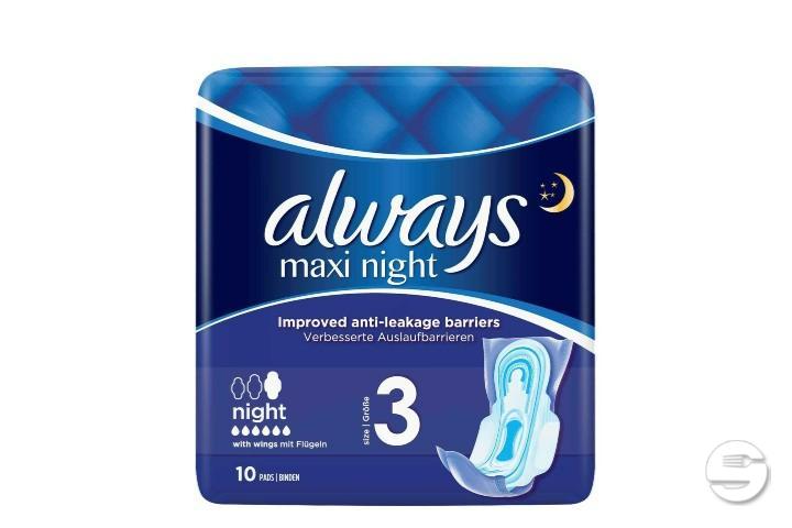 ALWAYS Maxi Binde Night mit Flügeln 10 Stk - Apotheke TopPharm Europaallee