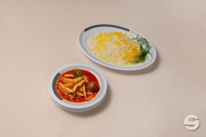 Yellow peas with beef stew with dry lime and potato - Restaurant Mahnaz