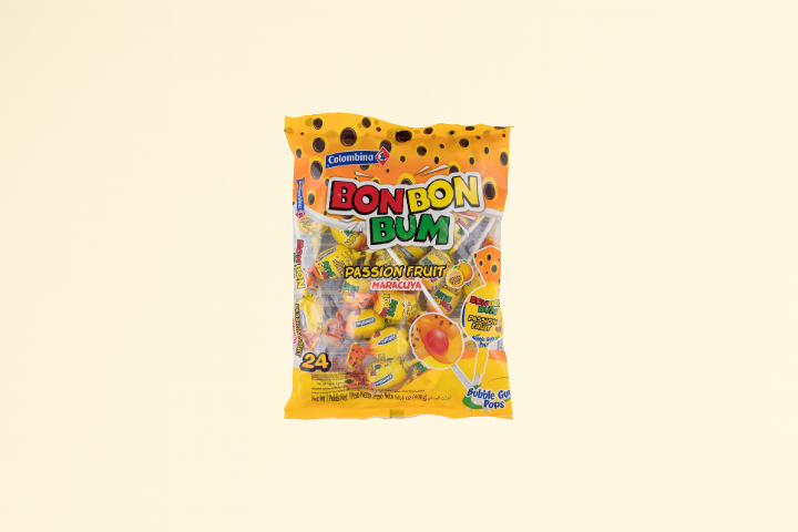 Bon Bon Bum Passion Fruit Lollipop - Bag 480g 