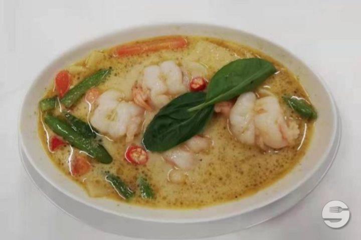 532. Crevettes au Curry Vert - Chef Lin
