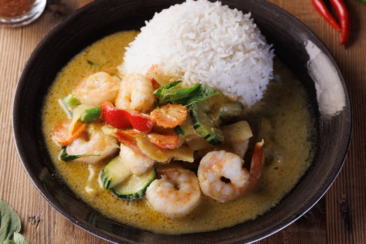 164. Crevettes au Curry Vert - Manira Wokshop