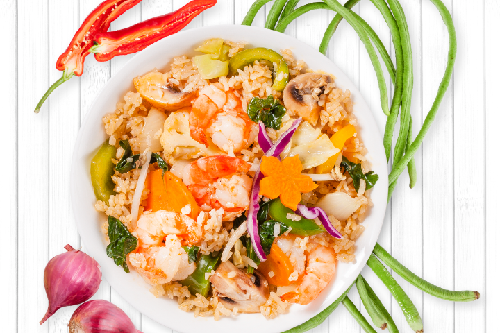 Gebratener Reis mit Crevetten und Limette - My Thai