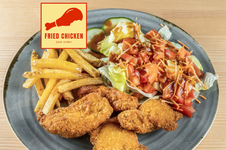 5 Gourmet Nuggets und gemischter Salat an Hausdressing - Fried Chicken
