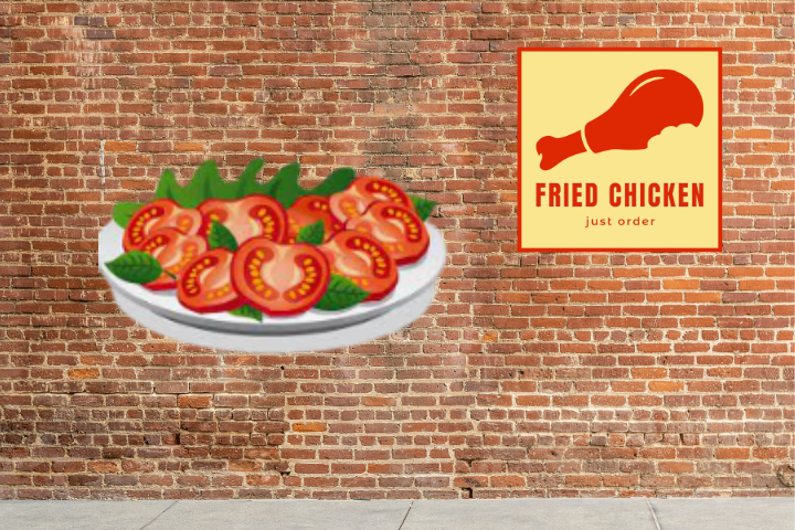 Tomatosalad an Hausdressing - Fried Chicken