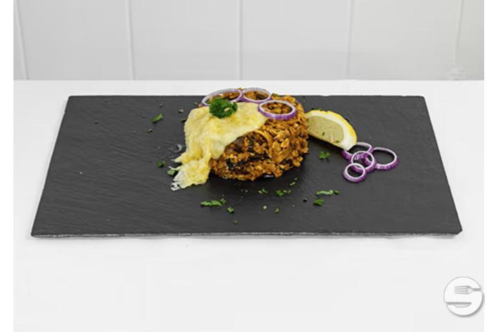 Chicken Kottu baked with Raclette Cheese - Kitchella