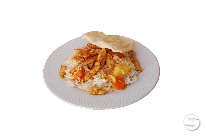 Riz, Émincé de Poulet au Curry - Chez Momo
