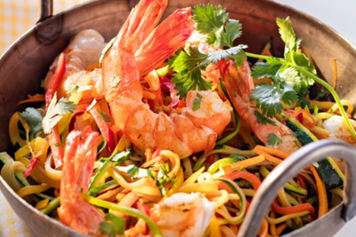 Tagliatelles aux gambas et asperges - Le Corner