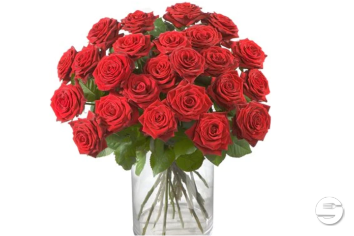 24 Roses rouges avec verdure - Hertig Fleurs
